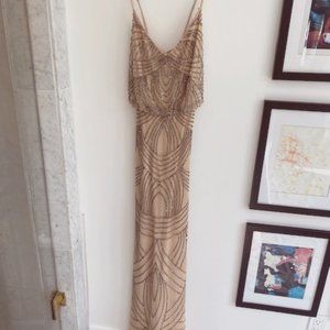Adrianna Papell Beaded Tan Dress